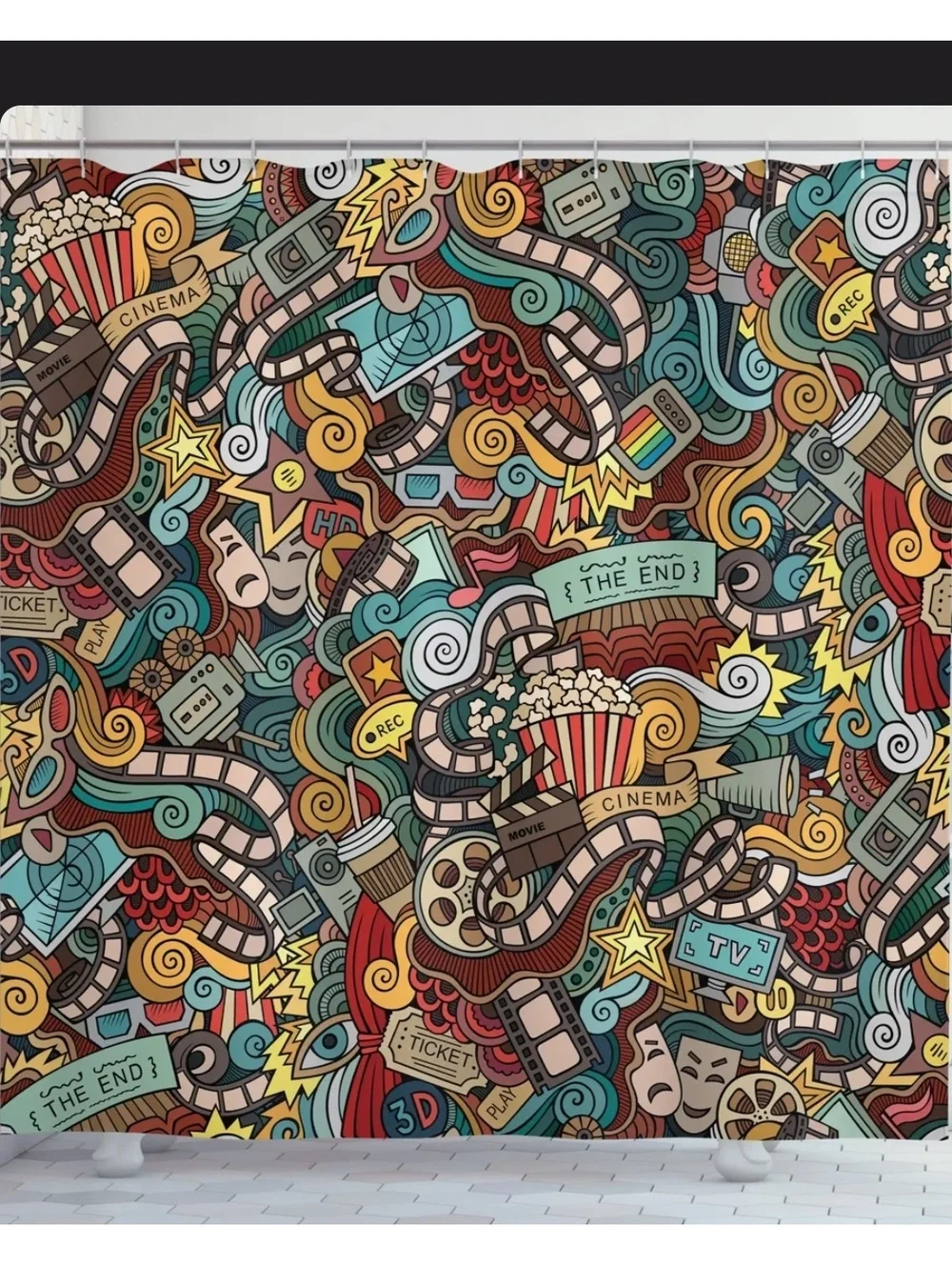 Ambesonne Cinema-Themed Shower Curtain with Hooks Included,